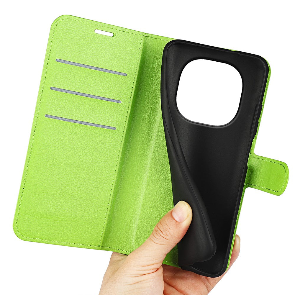 For Xiaomi Redmi Note 15 4G (Global) Case Wallet Stand Litchi Texture Shockproof Leather Phone Cover - Green
