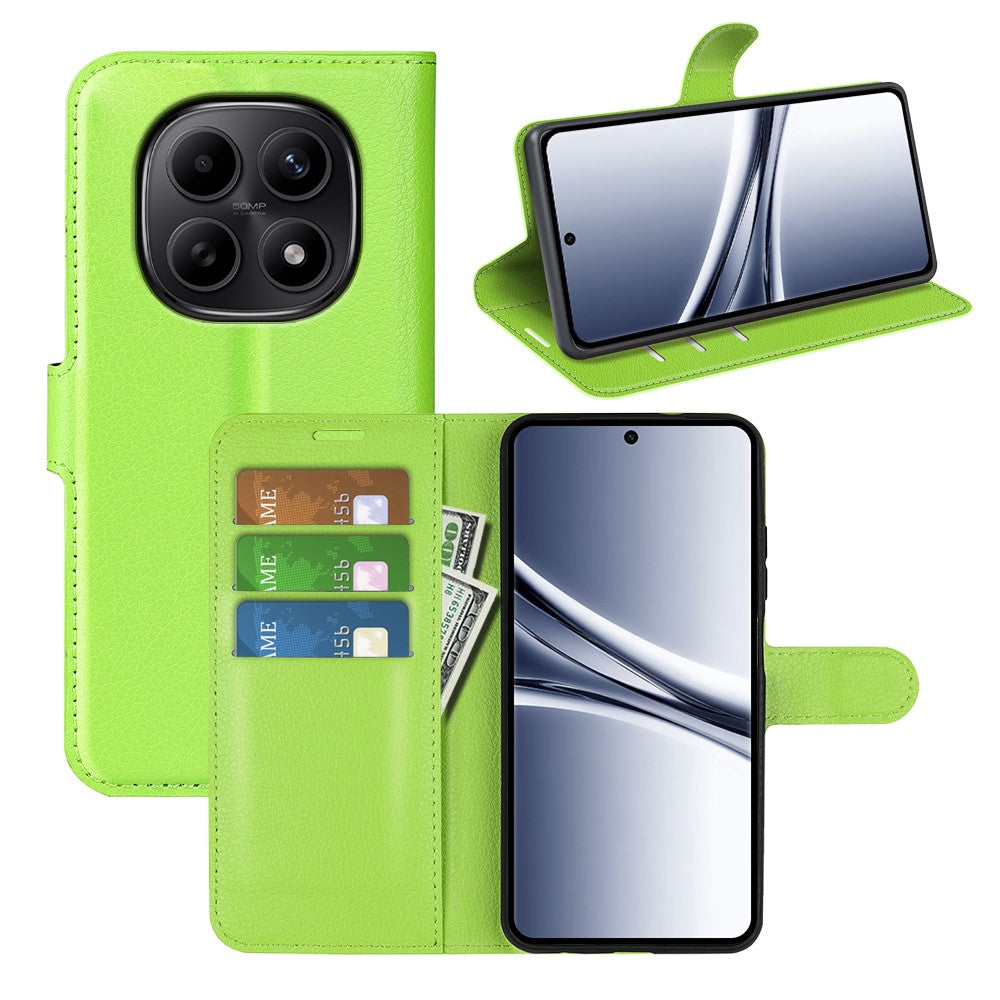 For Xiaomi Redmi Note 15 4G (Global) Case Wallet Stand Litchi Texture Shockproof Leather Phone Cover - Green