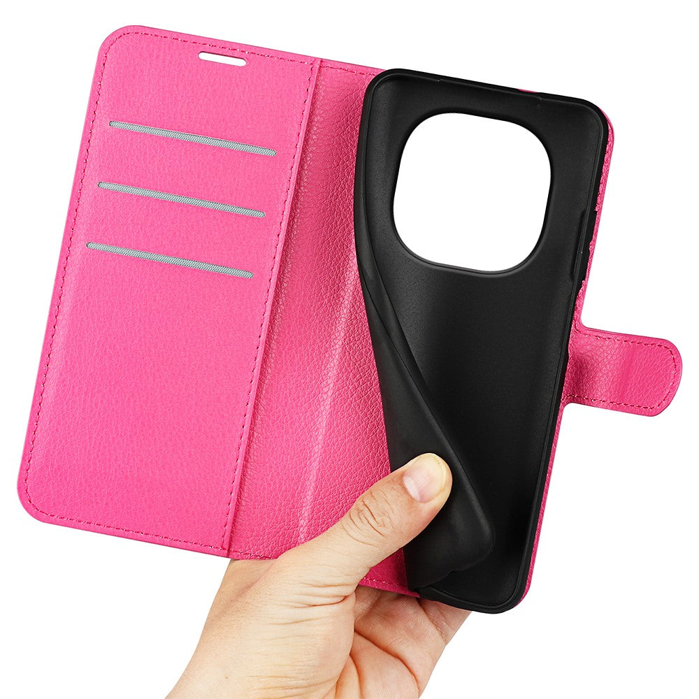 For Xiaomi Redmi Note 15 4G (Global) Case Wallet Stand Litchi Texture Shockproof Leather Phone Cover - Rose