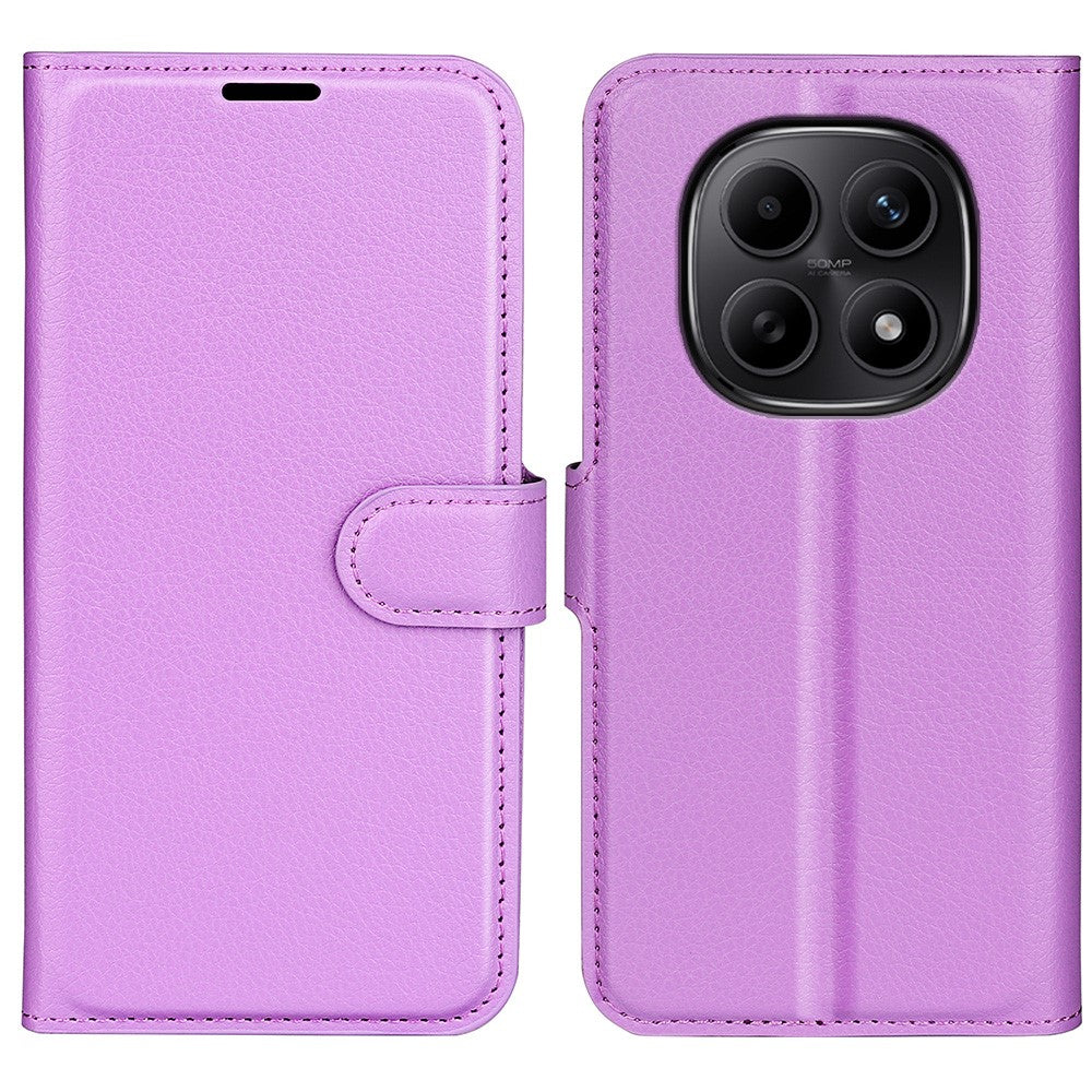 For Xiaomi Redmi Note 15 4G (Global) Case Wallet Stand Litchi Texture Shockproof Leather Phone Cover - Purple