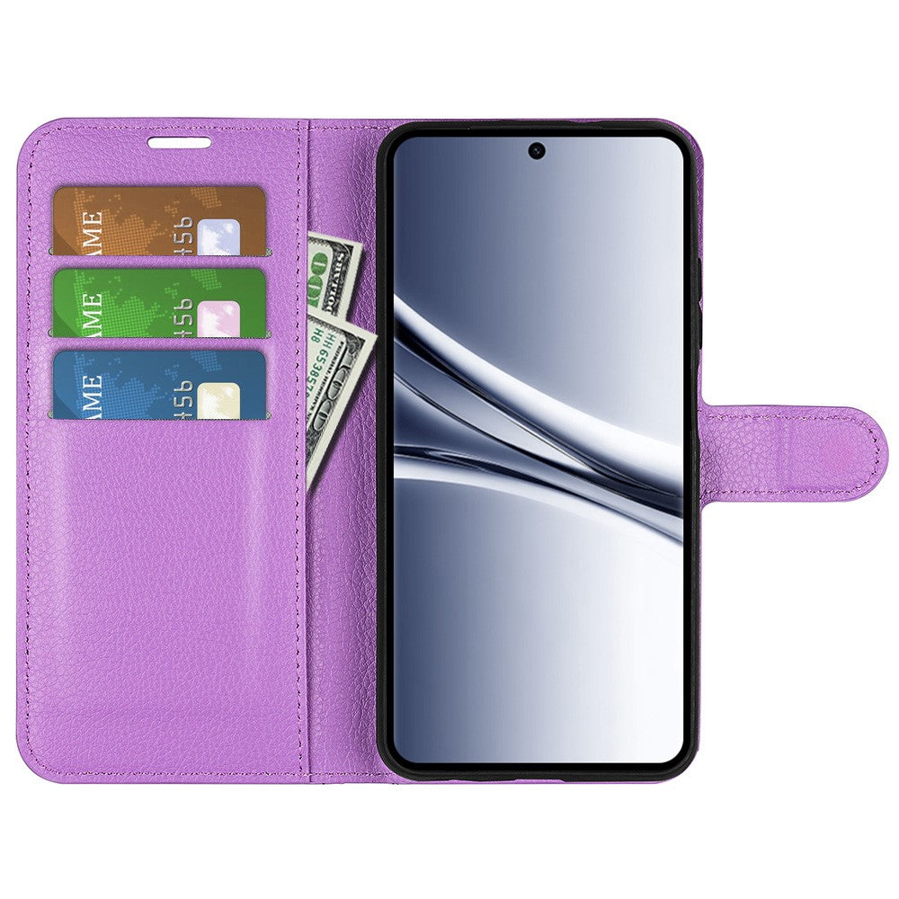 For Xiaomi Redmi Note 15 4G (Global) Case Wallet Stand Litchi Texture Shockproof Leather Phone Cover - Purple