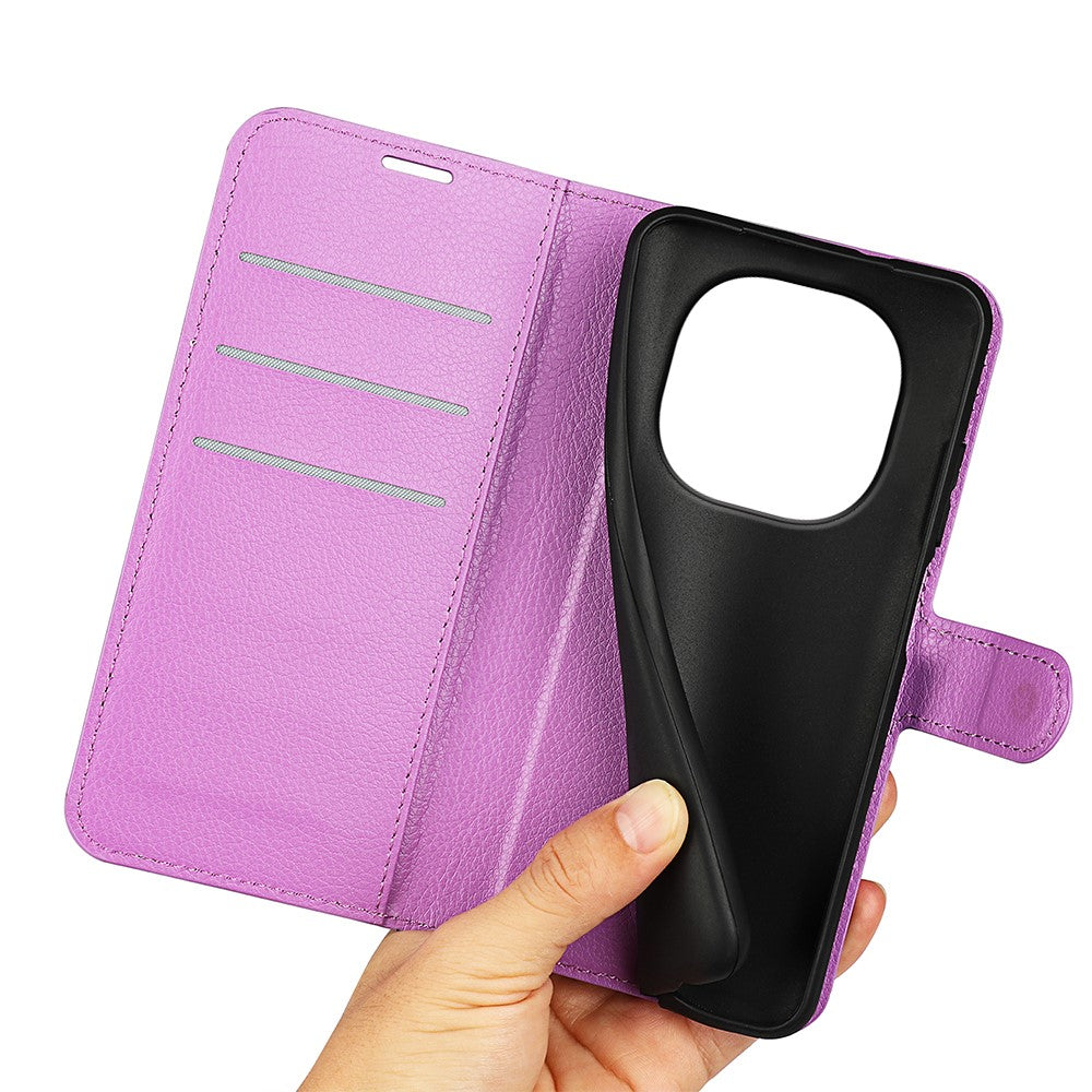 For Xiaomi Redmi Note 15 4G (Global) Case Wallet Stand Litchi Texture Shockproof Leather Phone Cover - Purple