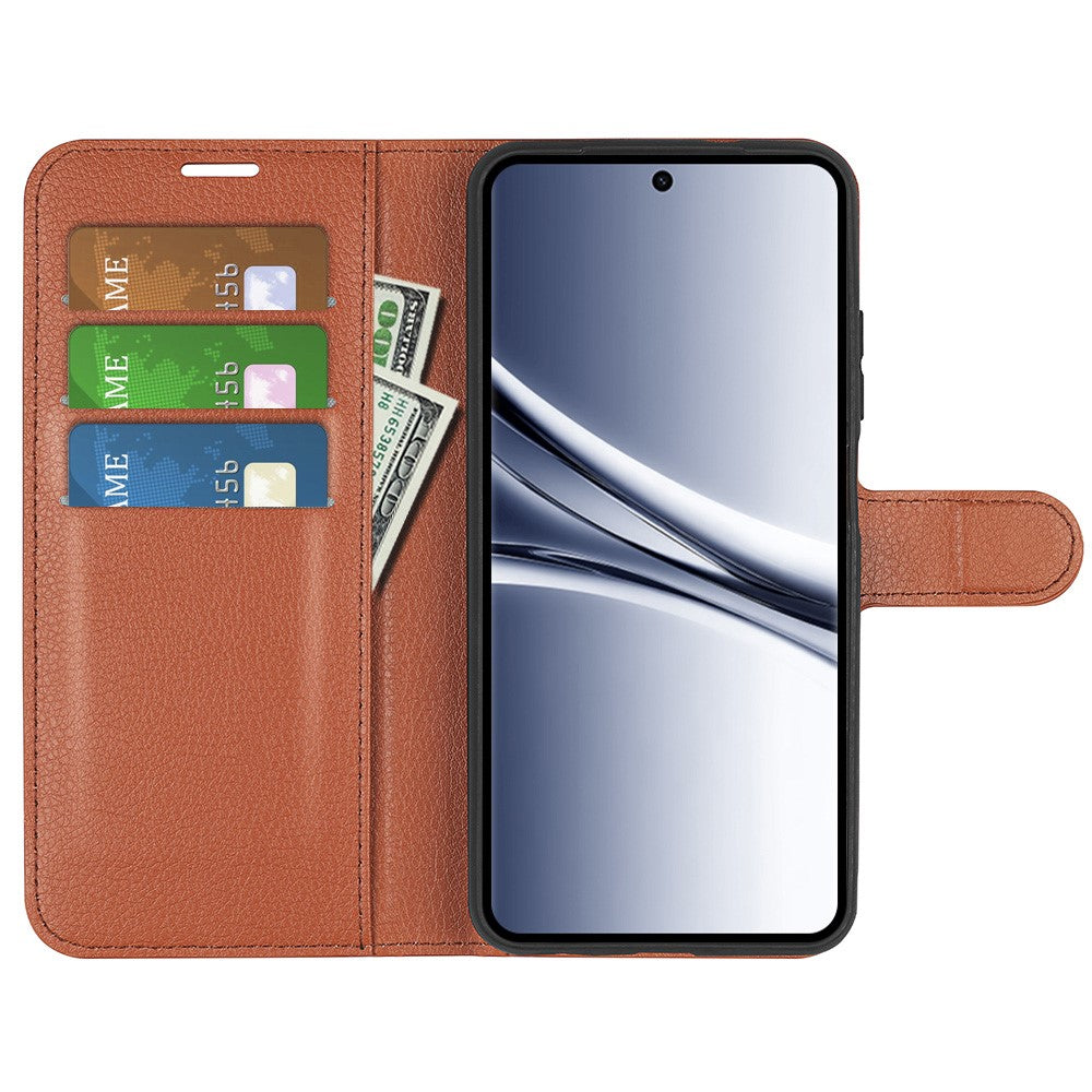 For Xiaomi Redmi Note 15 4G (Global) Case Wallet Stand Litchi Texture Shockproof Leather Phone Cover - Brown