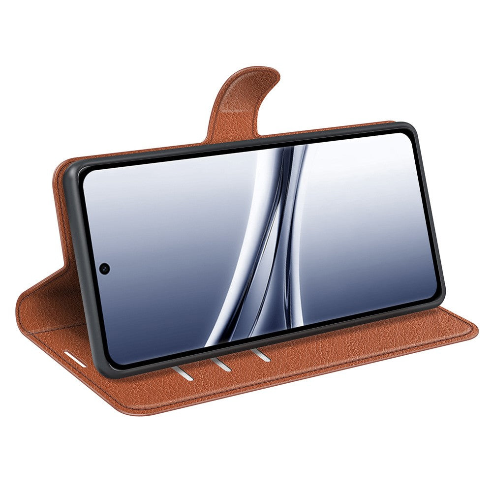 For Xiaomi Redmi Note 15 4G (Global) Case Wallet Stand Litchi Texture Shockproof Leather Phone Cover - Brown