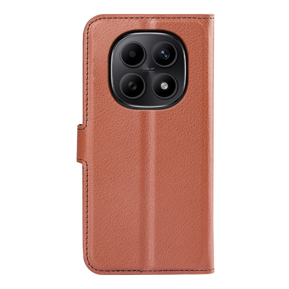 For Xiaomi Redmi Note 15 4G (Global) Case Wallet Stand Litchi Texture Shockproof Leather Phone Cover - Brown
