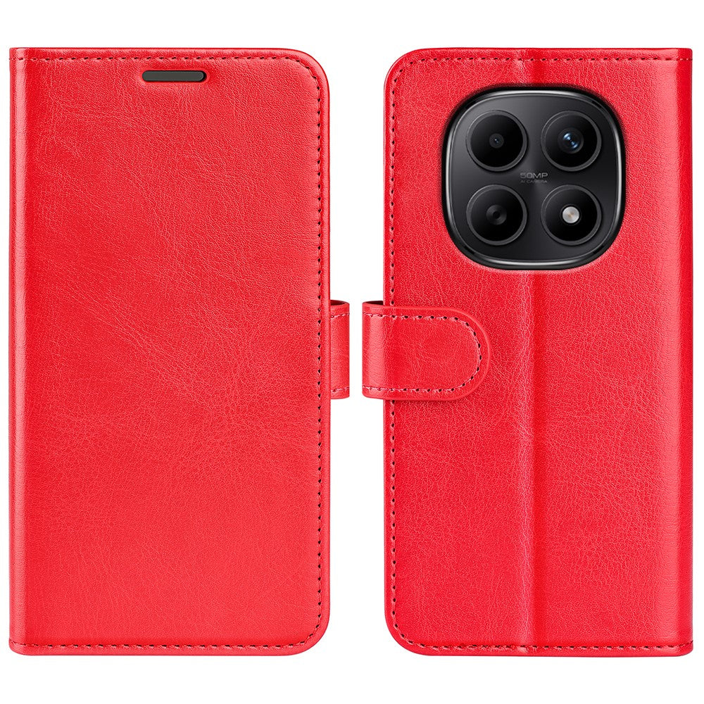 For Xiaomi Redmi Note 15 4G (Global) Case Crazy Horse Texture Stand Leather Phone Cover - Red