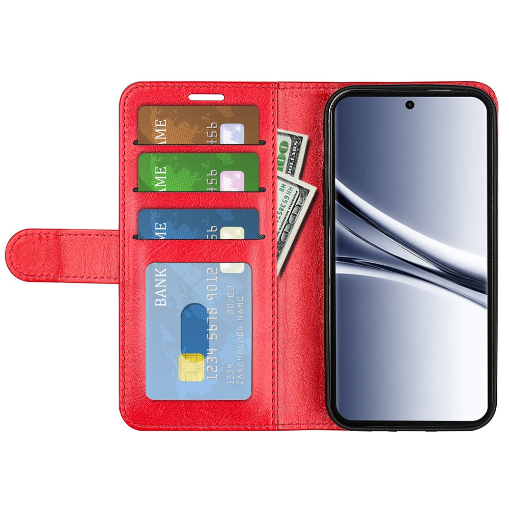 For Xiaomi Redmi Note 15 4G (Global) Case Crazy Horse Texture Stand Leather Phone Cover - Red