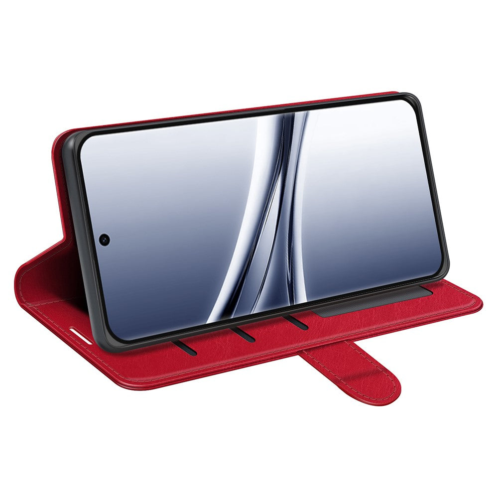For Xiaomi Redmi Note 15 4G (Global) Case Crazy Horse Texture Stand Leather Phone Cover - Red