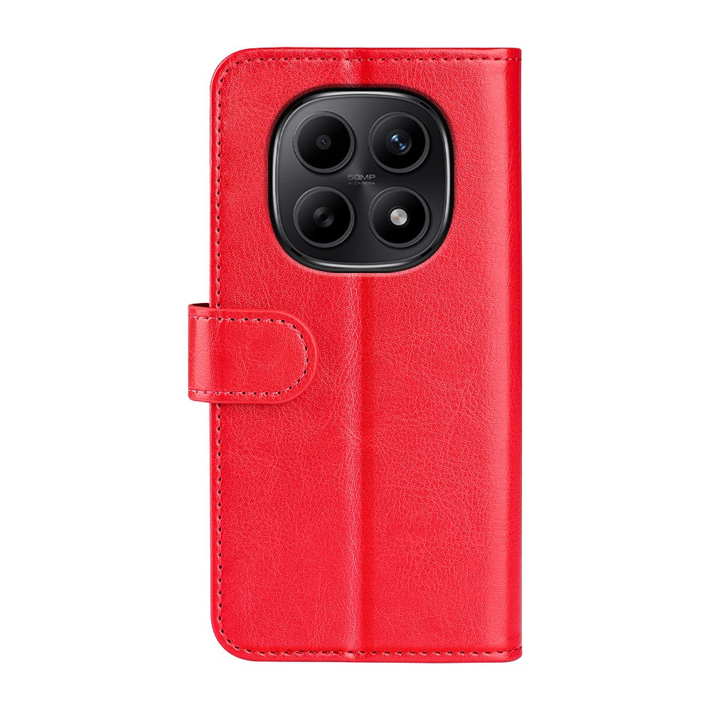 For Xiaomi Redmi Note 15 4G (Global) Case Crazy Horse Texture Stand Leather Phone Cover - Red