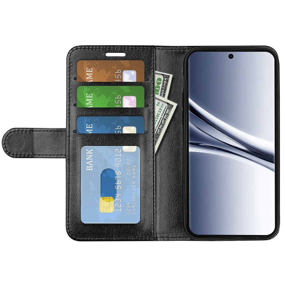 For Xiaomi Redmi Note 15 4G (Global) Case Crazy Horse Texture Stand Leather Phone Cover - Black