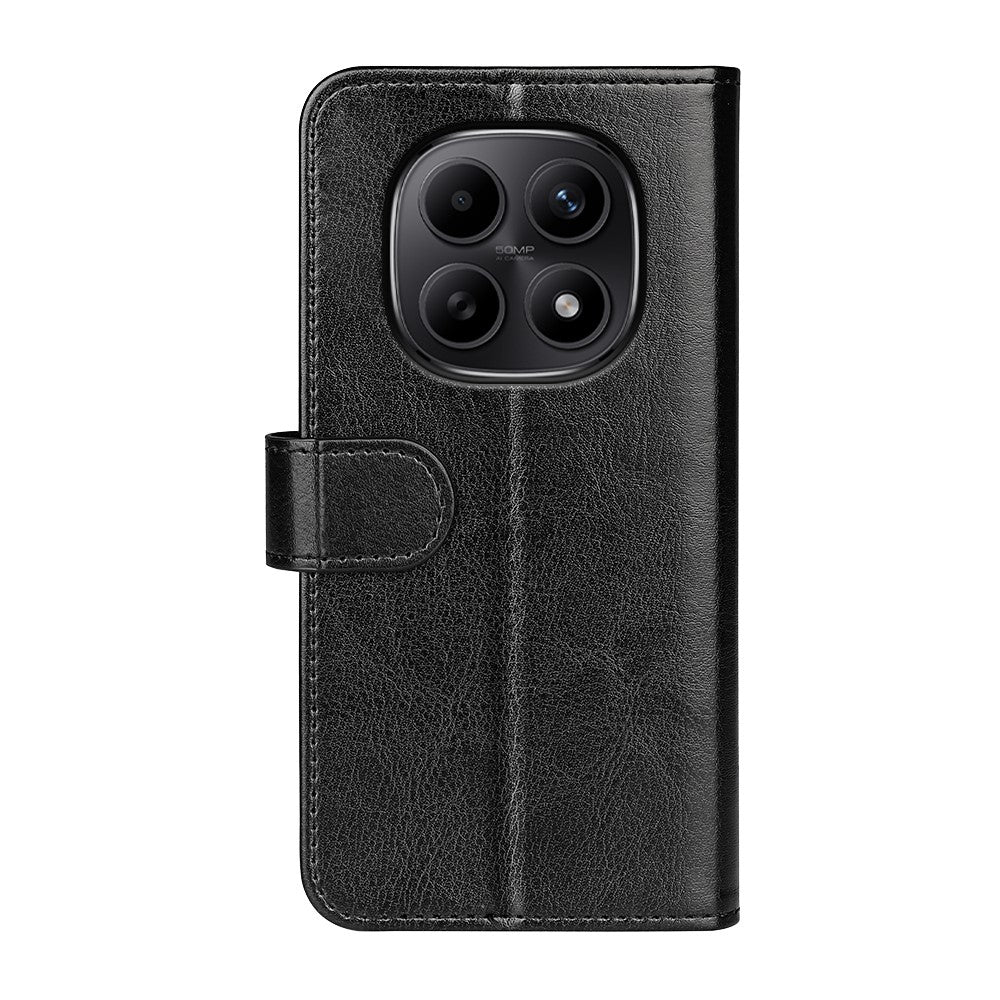 For Xiaomi Redmi Note 15 4G (Global) Case Crazy Horse Texture Stand Leather Phone Cover - Black