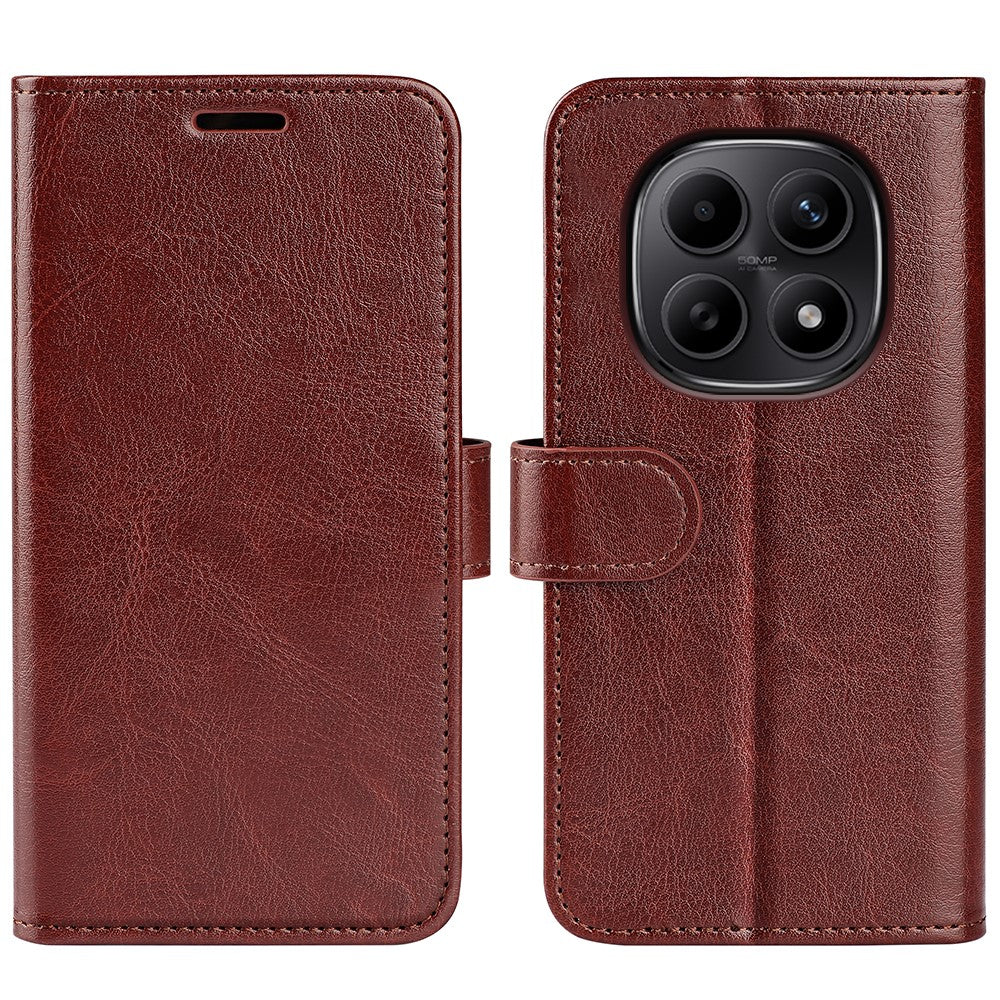 For Xiaomi Redmi Note 15 4G (Global) Case Crazy Horse Texture Stand Leather Phone Cover - Brown