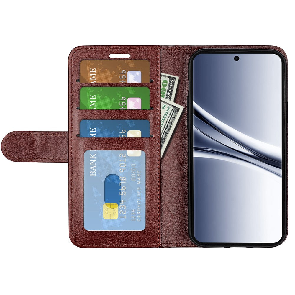 For Xiaomi Redmi Note 15 4G (Global) Case Crazy Horse Texture Stand Leather Phone Cover - Brown