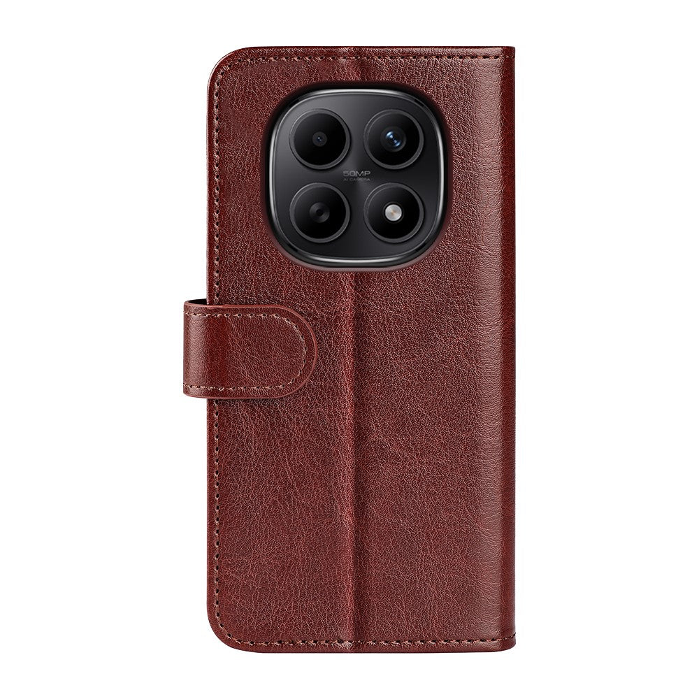 For Xiaomi Redmi Note 15 4G (Global) Case Crazy Horse Texture Stand Leather Phone Cover - Brown