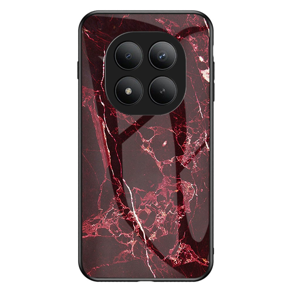 For Xiaomi Poco M8 Pro 5G / Redmi Note 15 Pro+ 5G (Global) Case Marble Pattern Tempered Glass + PC + TPU Protective Phone Cover - Blood Red Marble