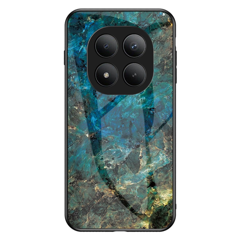 For Xiaomi Poco M8 Pro 5G / Redmi Note 15 Pro+ 5G (Global) Case Marble Pattern Tempered Glass + PC + TPU Protective Phone Cover - Emerald Marble