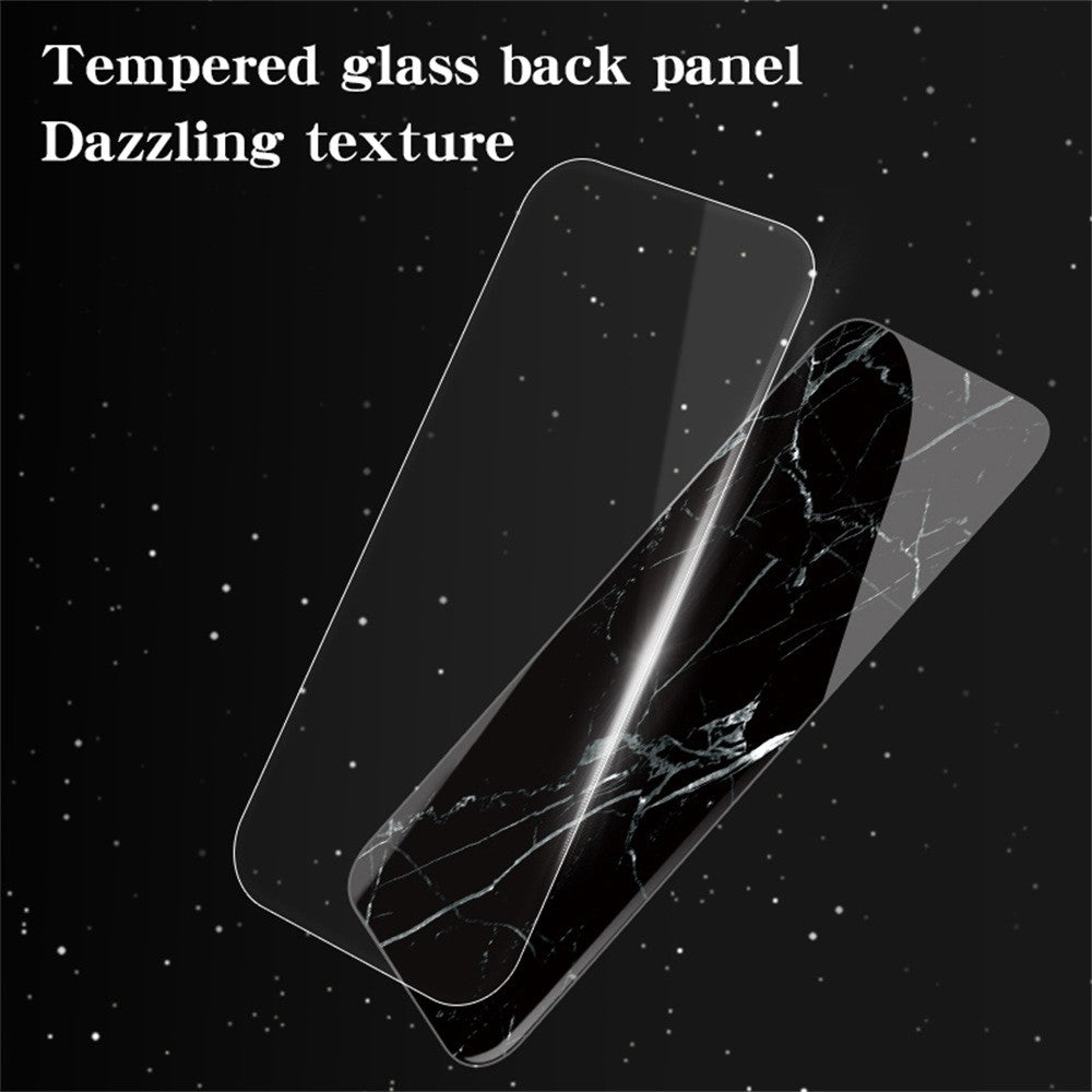 For Xiaomi Poco M8 Pro 5G / Redmi Note 15 Pro+ 5G (Global) Case Marble Pattern Tempered Glass + PC + TPU Protective Phone Cover - Black Marble