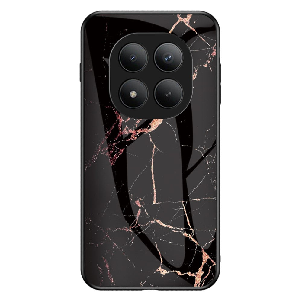 For Xiaomi Poco M8 Pro 5G / Redmi Note 15 Pro+ 5G (Global) Case Marble Pattern Tempered Glass + PC + TPU Protective Phone Cover - Gold Black Marble