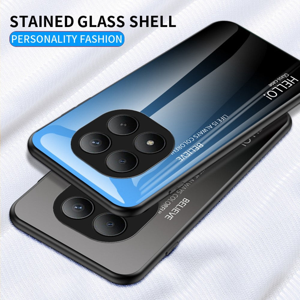 For Xiaomi Poco M8 Pro 5G / Redmi Note 15 Pro+ 5G (Global) Case Anti-Scratch Tempered Glass + PC + TPU Phone Cover - Gradient Blue Black