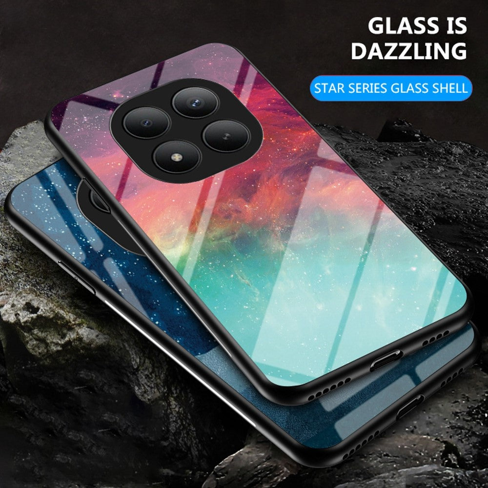 For Xiaomi Poco M8 Pro 5G / Redmi Note 15 Pro+ 5G (Global) Case Starry Sky Pattern Tempered Glass Phone Cover - Starry Crescent Moon