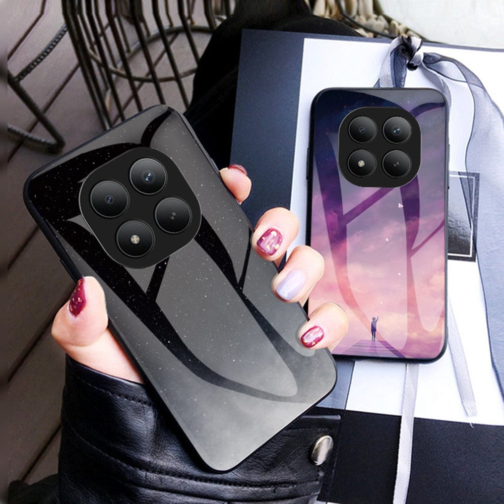 For Xiaomi Poco M8 Pro 5G / Redmi Note 15 Pro+ 5G (Global) Case Starry Sky Pattern Tempered Glass Phone Cover - Starry Crescent Moon