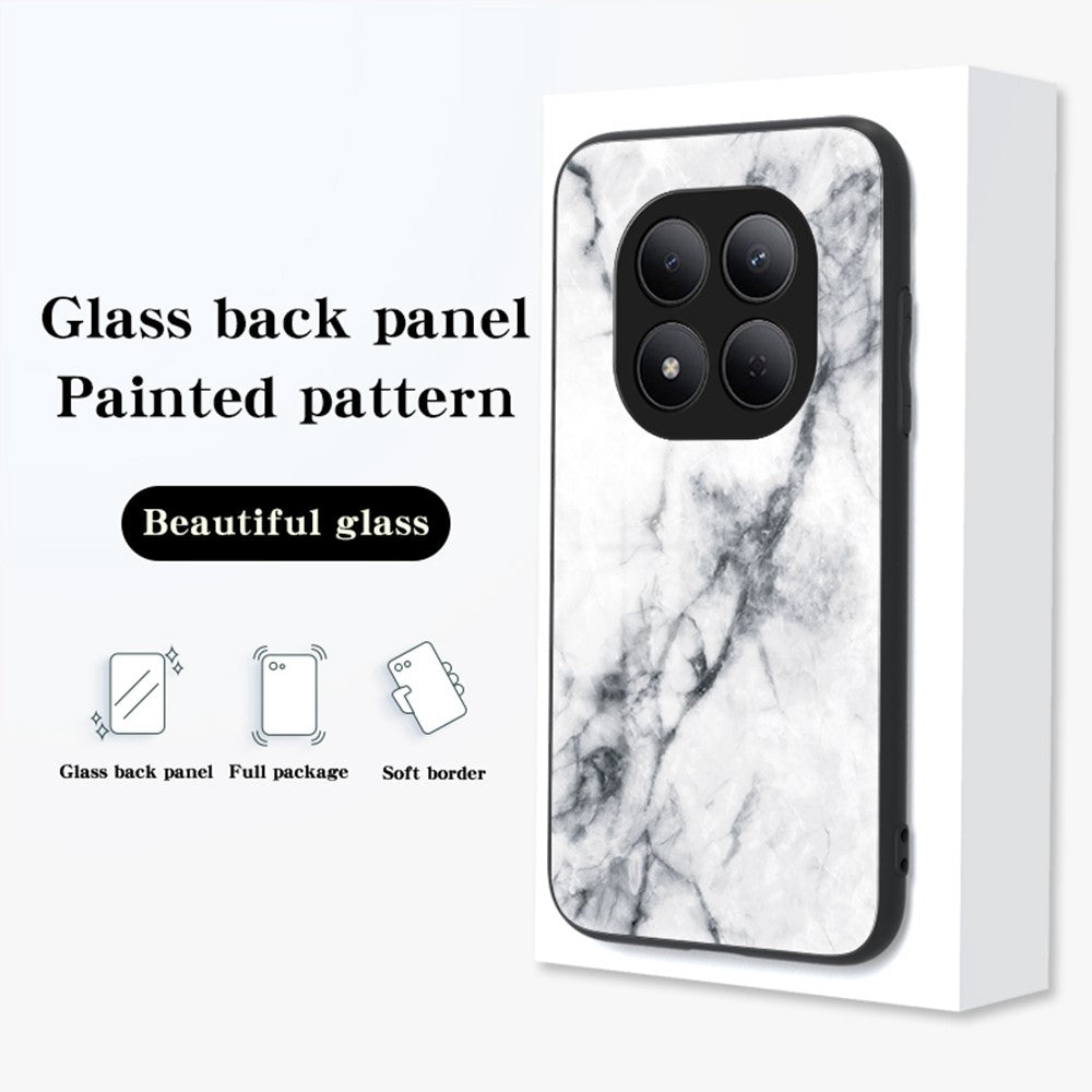 For Xiaomi Redmi Note 15 Pro 5G (Global) Case Marble Pattern Tempered Glass + PC + TPU Protective Phone Cover - Flying Pigeon Marble