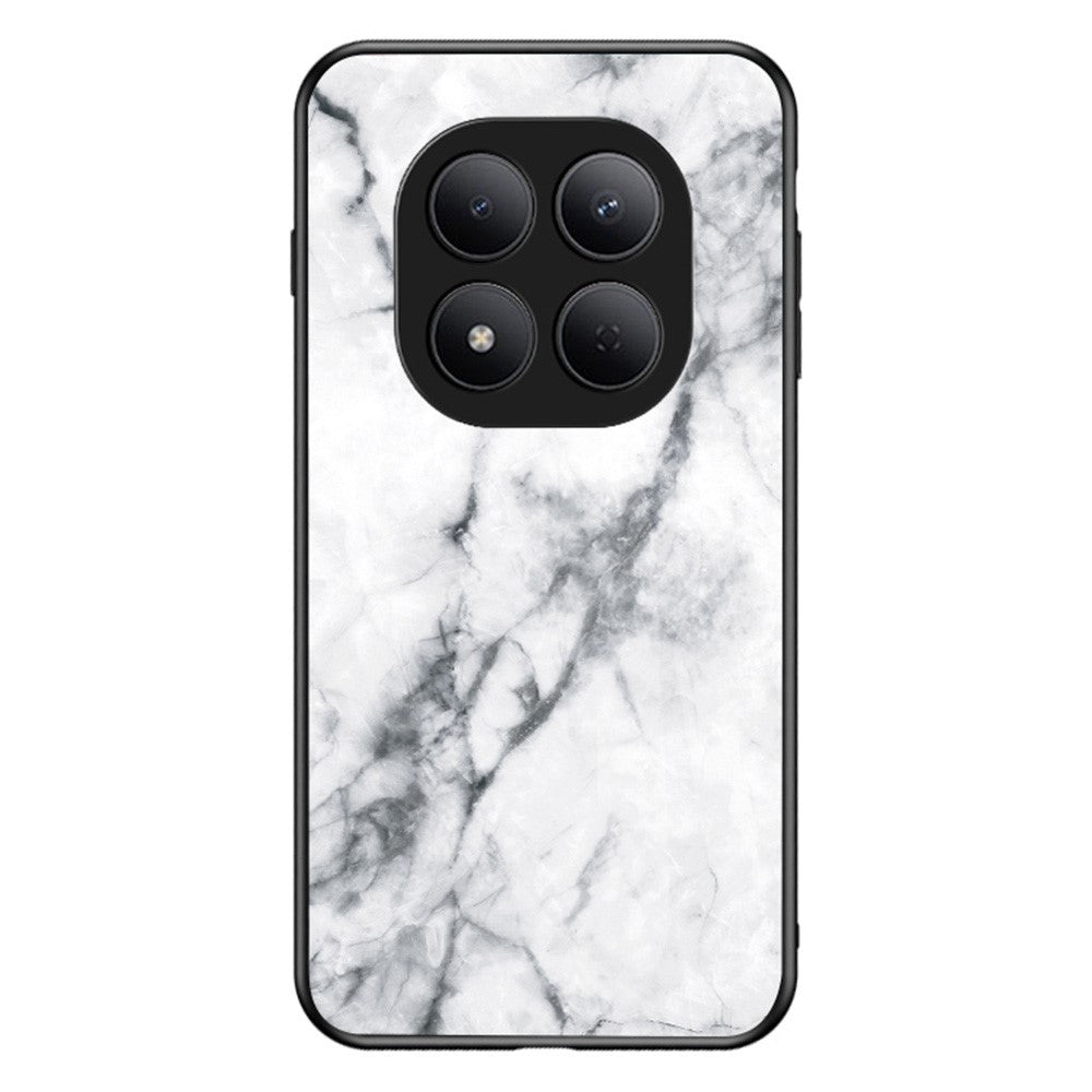 For Xiaomi Redmi Note 15 Pro 5G (Global) Case Marble Pattern Tempered Glass + PC + TPU Protective Phone Cover - White Marble