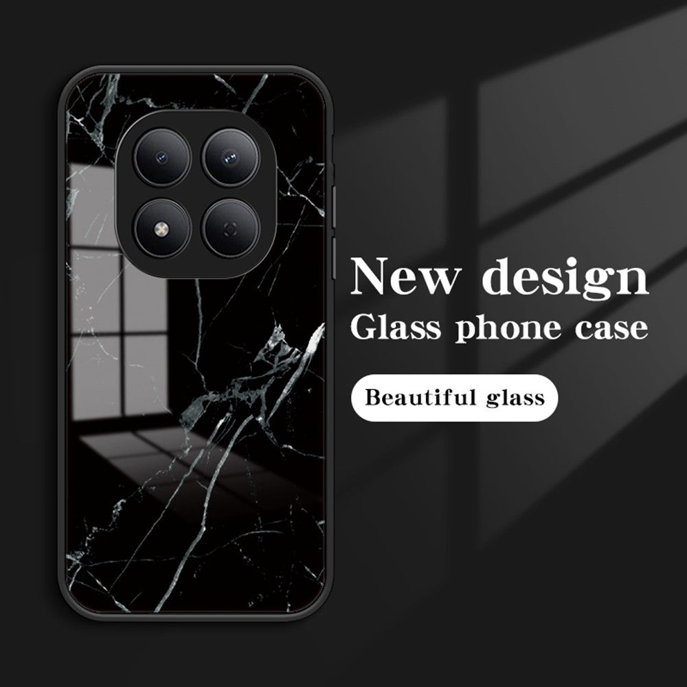 For Xiaomi Redmi Note 15 Pro 5G (Global) Case Marble Pattern Tempered Glass + PC + TPU Protective Phone Cover - White Marble