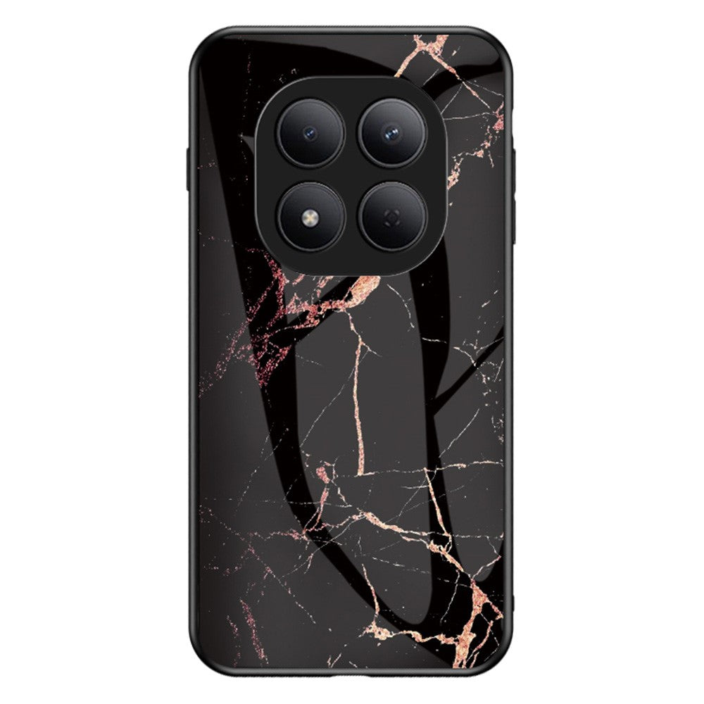 For Xiaomi Redmi Note 15 Pro 5G (Global) Case Marble Pattern Tempered Glass + PC + TPU Protective Phone Cover - Gold Black Marble