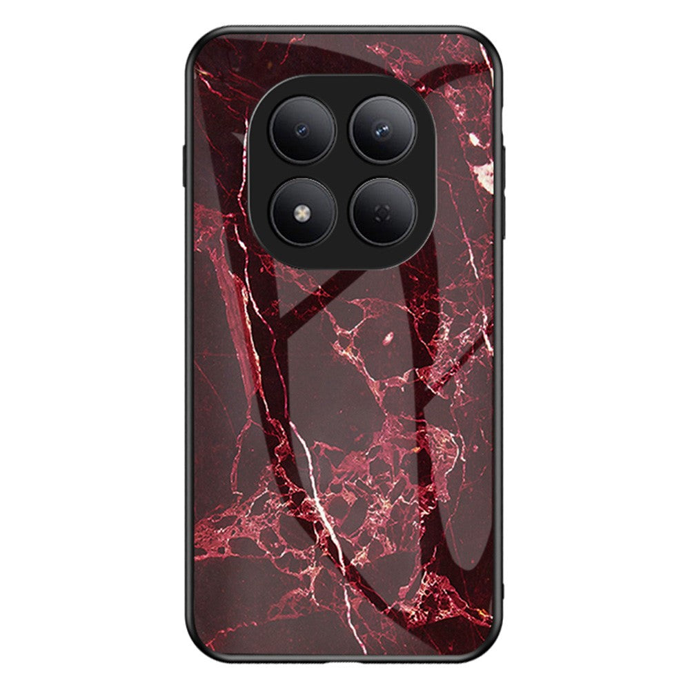 For Xiaomi Redmi Note 15 Pro 5G (Global) Case Marble Pattern Tempered Glass + PC + TPU Protective Phone Cover - Blood Red Marble