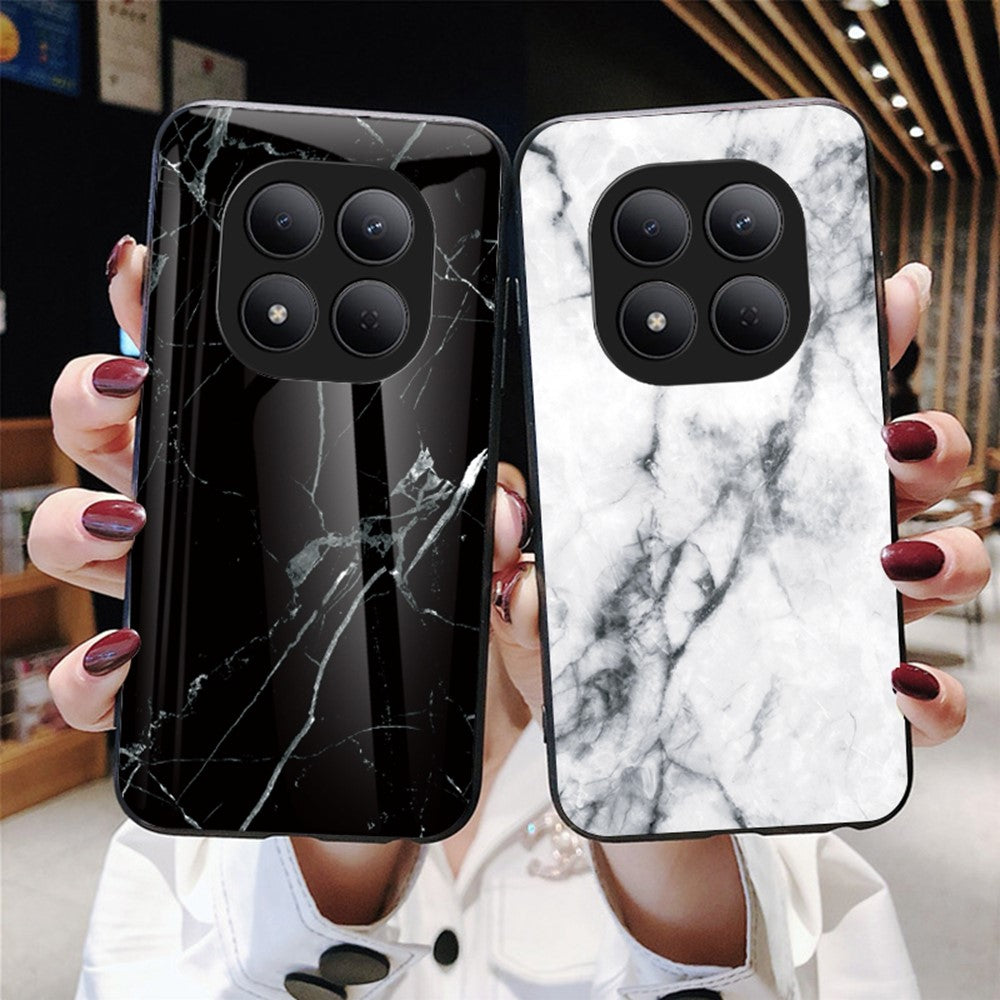 For Xiaomi Redmi Note 15 Pro 5G (Global) Case Marble Pattern Tempered Glass + PC + TPU Protective Phone Cover - Blood Red Marble
