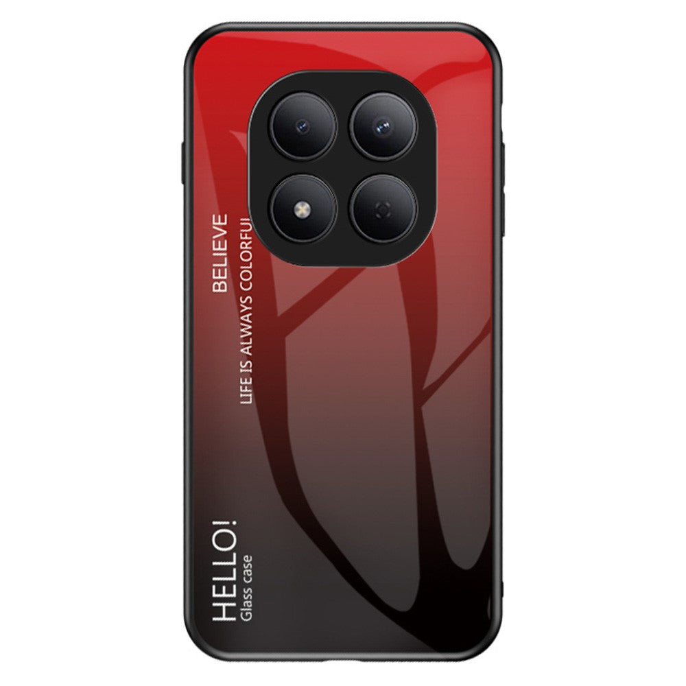 For Xiaomi Redmi Note 15 Pro 5G (Global) Case Anti-Scratch Tempered Glass + PC + TPU Phone Cover - Gradient Red Black