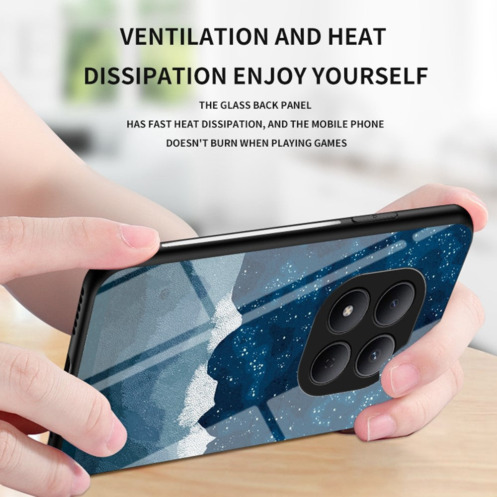For Xiaomi Redmi Note 15 Pro 5G (Global) Case Starry Sky Pattern Tempered Glass Phone Cover - Starry Crescent Moon