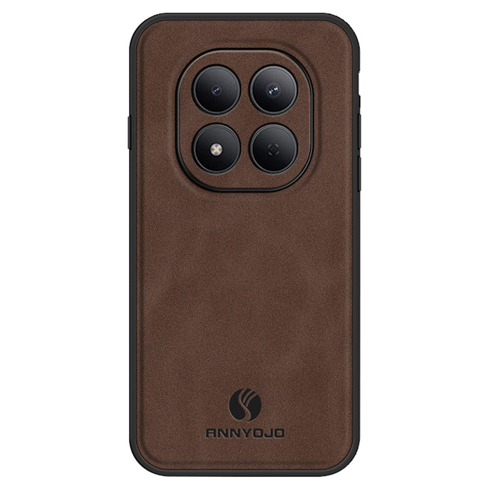 ANNYOJO For Xiaomi Redmi Note 15 Pro 5G (Global) Case PU Leather + PC + TPU Anti Drop Phone Back Cover - Coffee