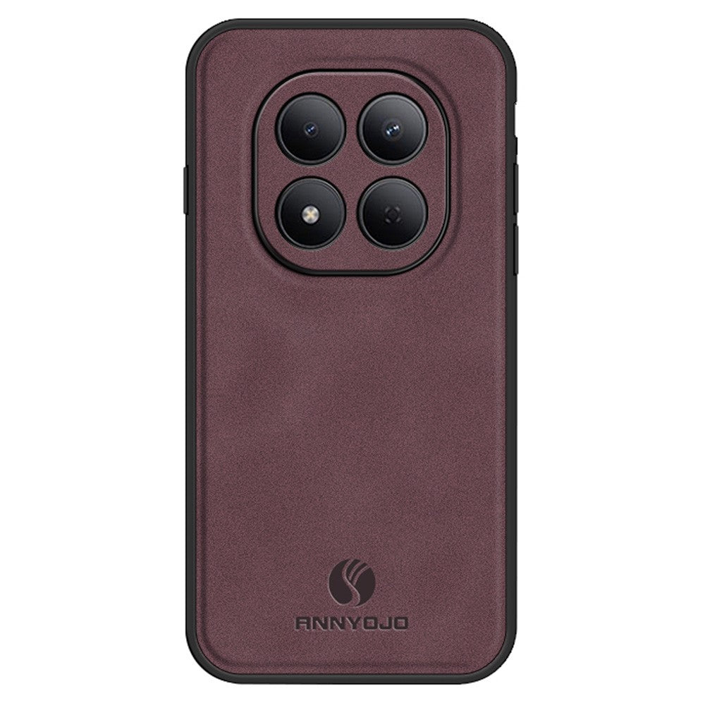 ANNYOJO For Xiaomi Redmi Note 15 Pro 5G (Global) Case PU Leather + PC + TPU Anti Drop Phone Back Cover - Wine Red