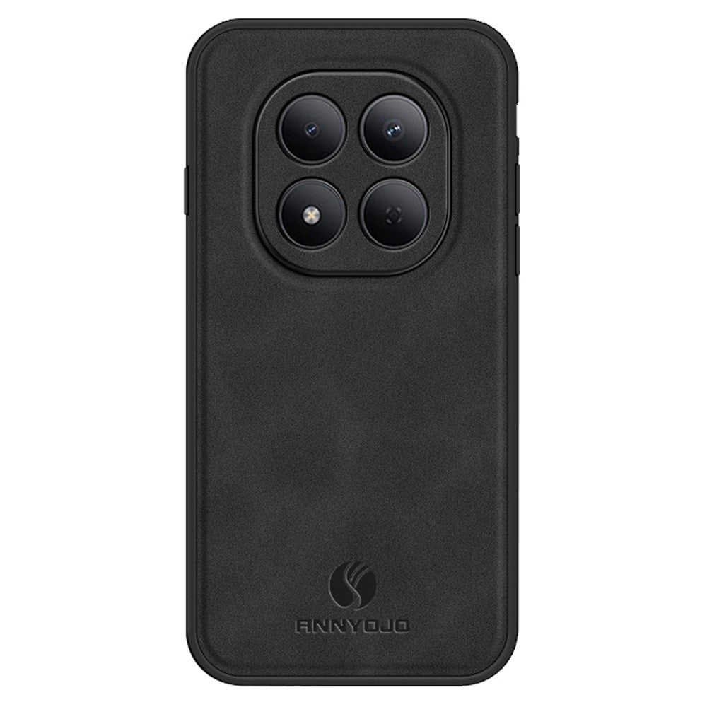 ANNYOJO For Xiaomi Redmi Note 15 Pro 5G (Global) Case PU Leather + PC + TPU Anti Drop Phone Back Cover - Black