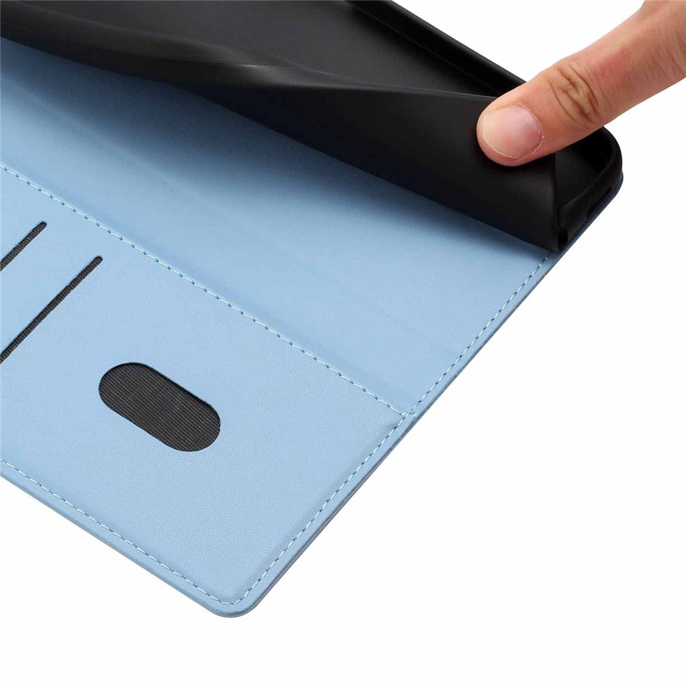 For Xiaomi Poco M8 5G / Redmi Note 15 5G (Global) Stand Case Tree-and-Cat Pattern PU Leather Wallet Protective Phone Cover with Wrist Strap - Sky Blue