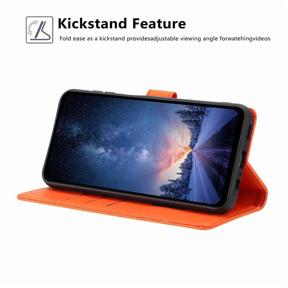 For Xiaomi 17 Pro Stand Case Tree-and-Cat Pattern PU Leather Wallet Protective Phone Cover with Wrist Strap - Orange
