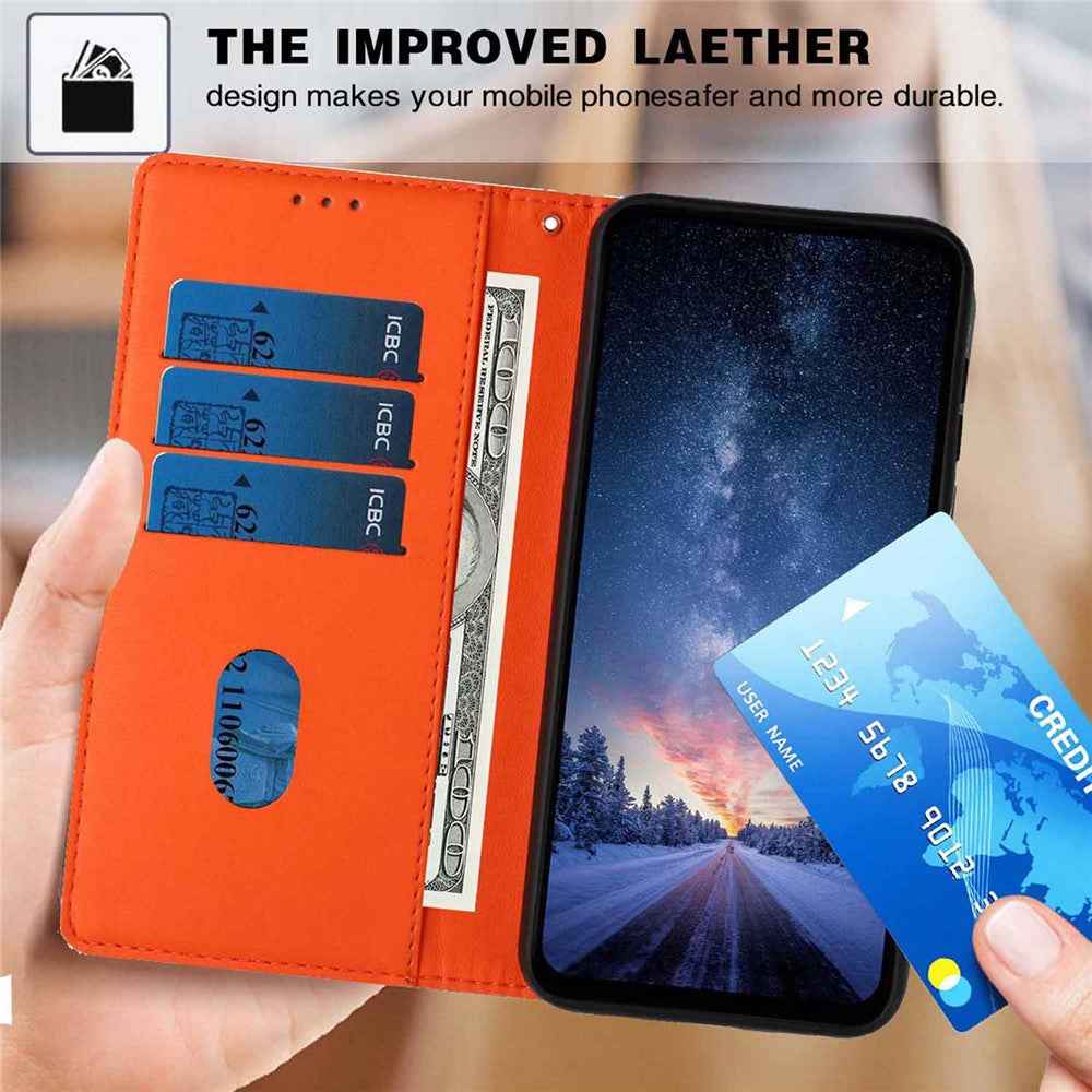 For Xiaomi 17 Pro Stand Case Tree-and-Cat Pattern PU Leather Wallet Protective Phone Cover with Wrist Strap - Orange