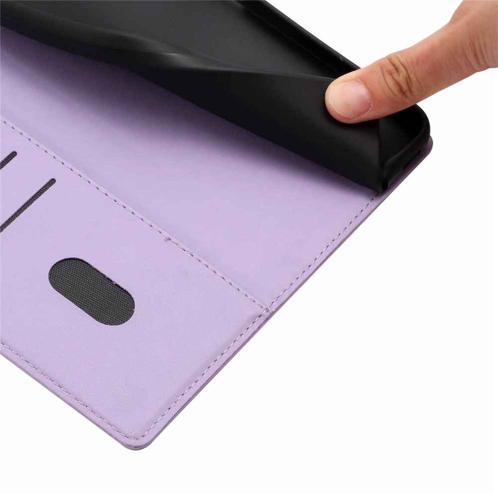 For Xiaomi 17 Pro Stand Case Tree-and-Cat Pattern PU Leather Wallet Protective Phone Cover with Wrist Strap - Purple