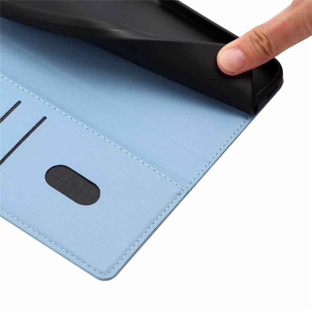 For Xiaomi 17 Pro Stand Case Tree-and-Cat Pattern PU Leather Wallet Protective Phone Cover with Wrist Strap - Sky Blue