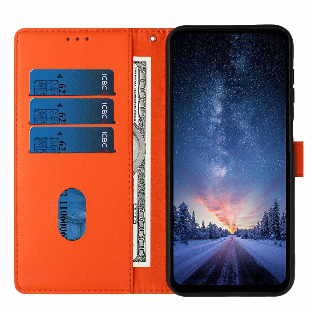 For Xiaomi 17 Pro Max Stand Case Tree-and-Cat Pattern PU Leather Wallet Protective Phone Cover with Wrist Strap - Orange