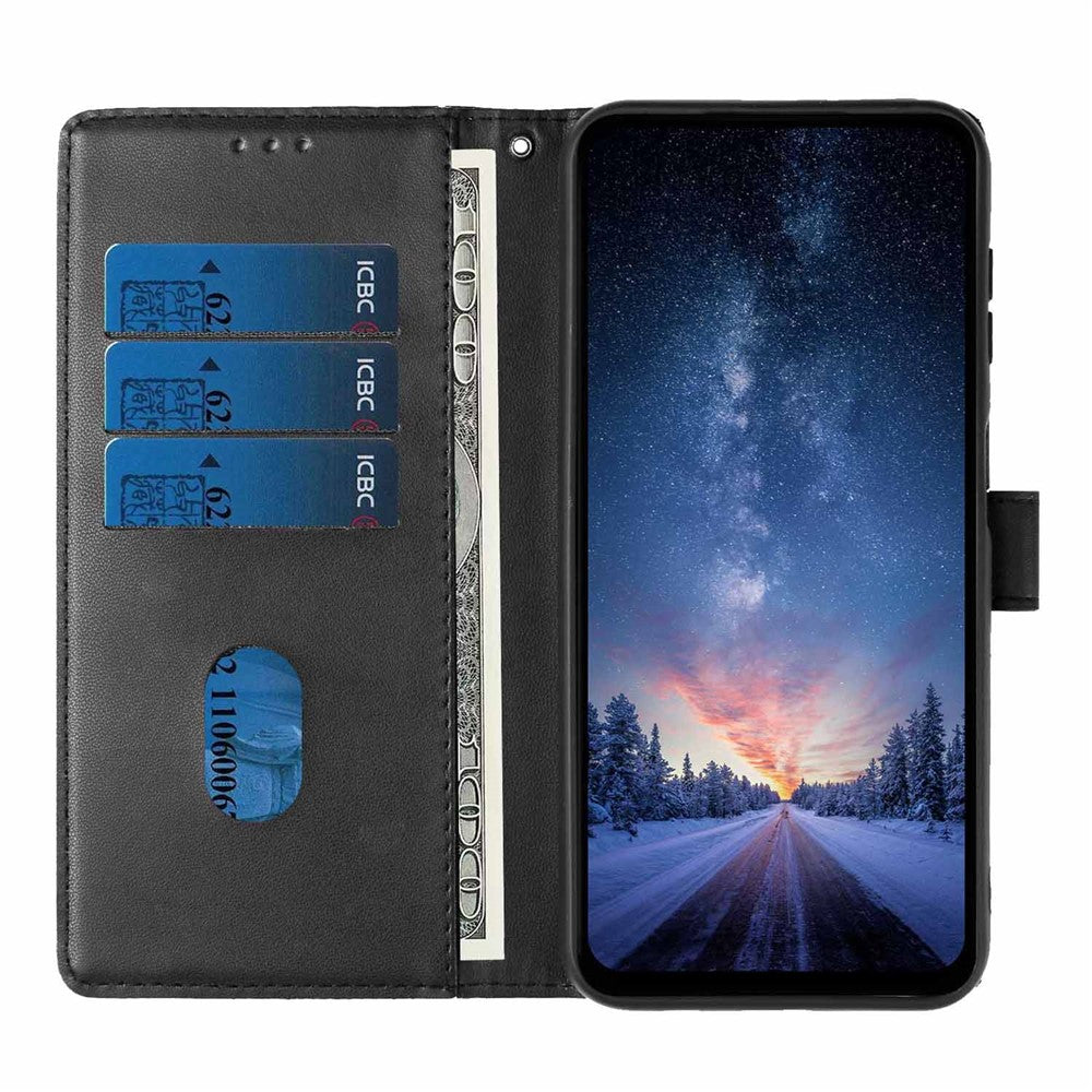 For Xiaomi 17 Pro Max Stand Case Tree-and-Cat Pattern PU Leather Wallet Protective Phone Cover with Wrist Strap - Black
