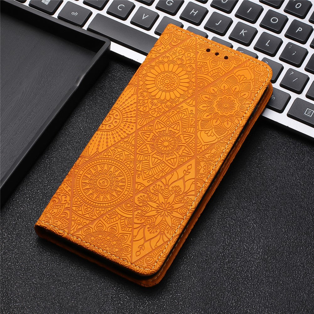 For Xiaomi Redmi Note 15 4G (Global) / 5G (Global) Case Imprinted Flower Wallet Stand Leather Phone Cover - Yellow