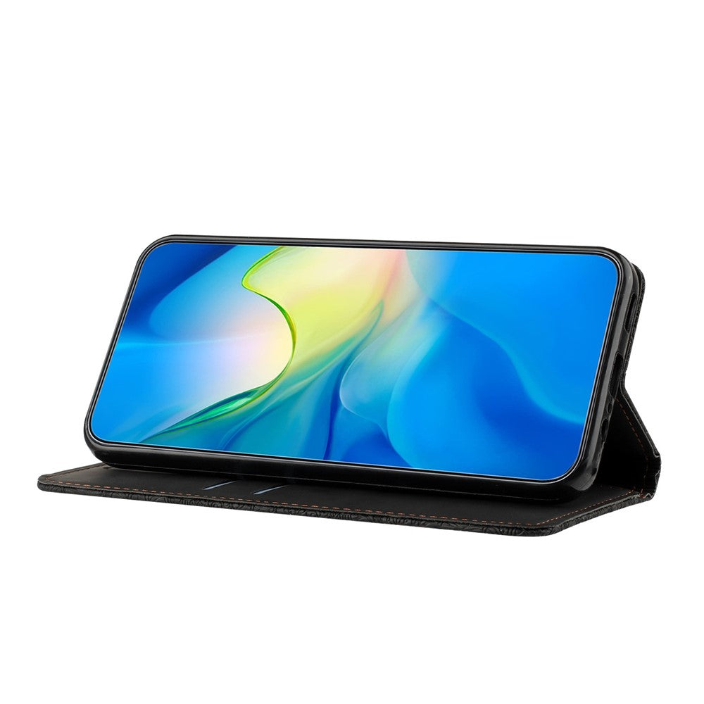 For Xiaomi Redmi Note 15 4G (Global) / 5G (Global) Case Imprinted Flower Wallet Stand Leather Phone Cover - Black