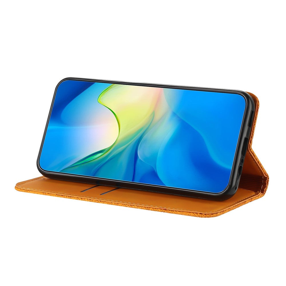 For Xiaomi Redmi Note 15 Pro 4G (Global) Case Imprinted Flower Wallet Stand Leather Phone Cover - Yellow