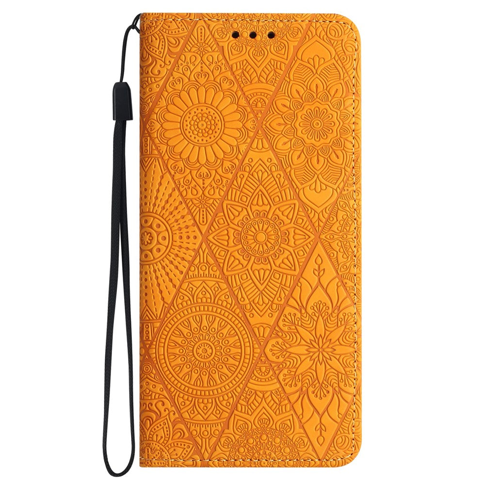For Xiaomi Redmi Note 15 Pro 4G (Global) Case Imprinted Flower Wallet Stand Leather Phone Cover - Yellow