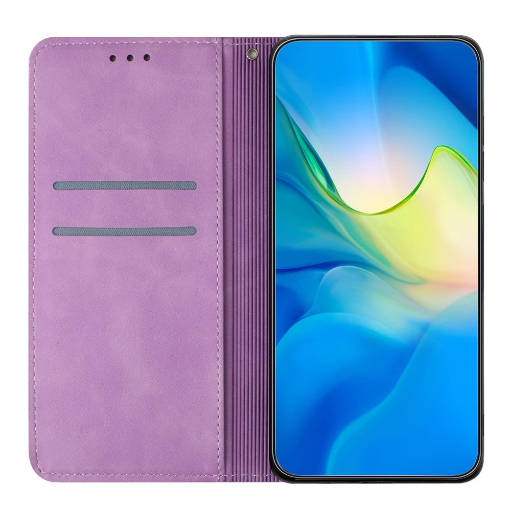 For Xiaomi Redmi Note 15 Pro 4G (Global) Case Imprinted Flower Wallet Stand Leather Phone Cover - Purple