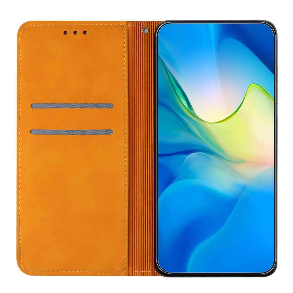 For Samsung Galaxy A57 5G Case Imprinted Flower Wallet Stand Leather Phone Cover - Yellow