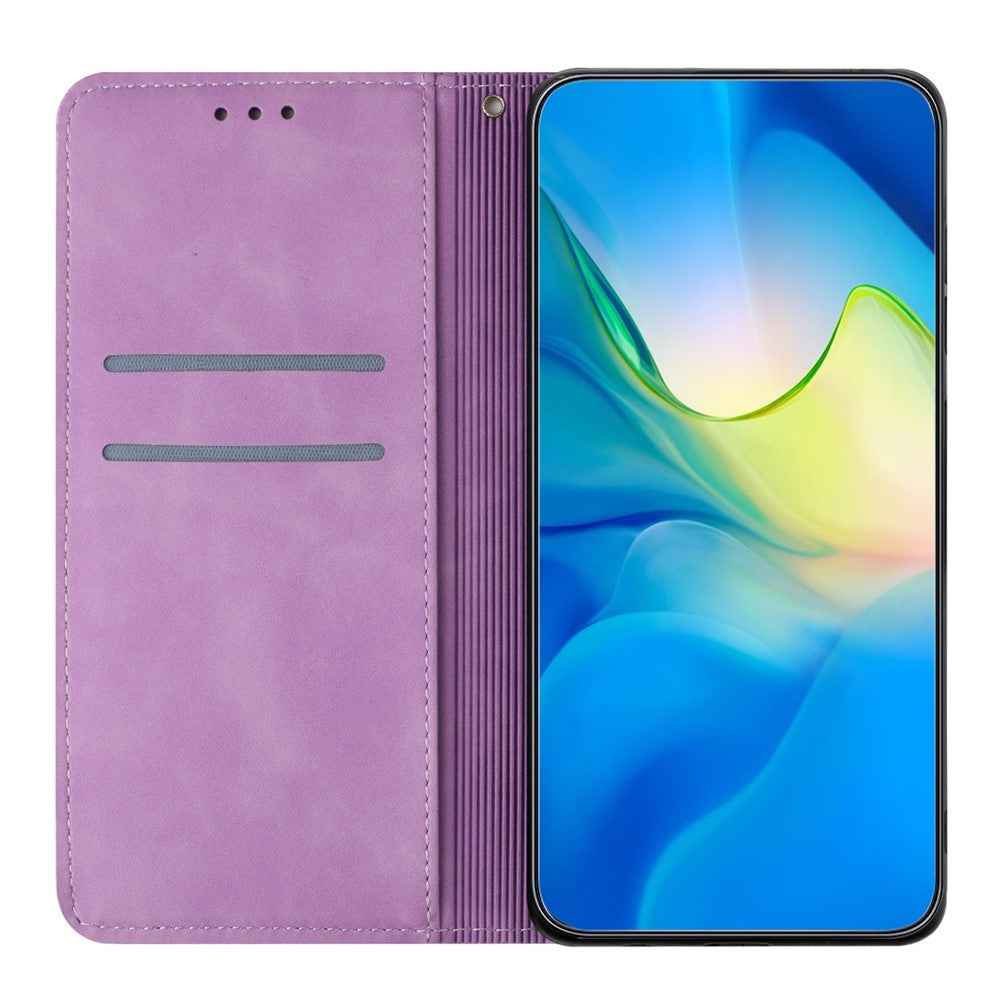 For Samsung Galaxy A57 5G Case Imprinted Flower Wallet Stand Leather Phone Cover - Purple
